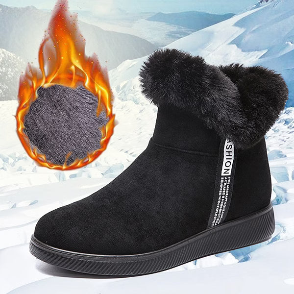 LAST DAY 50% OFF-Women's Comfy Suede Fur Collar Winter Warm Non-Slip Waterproof Snow Boots