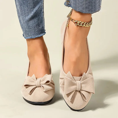 Women’s Mary Jane Shoes – Comfortable Wedge Flats with Bow Detail