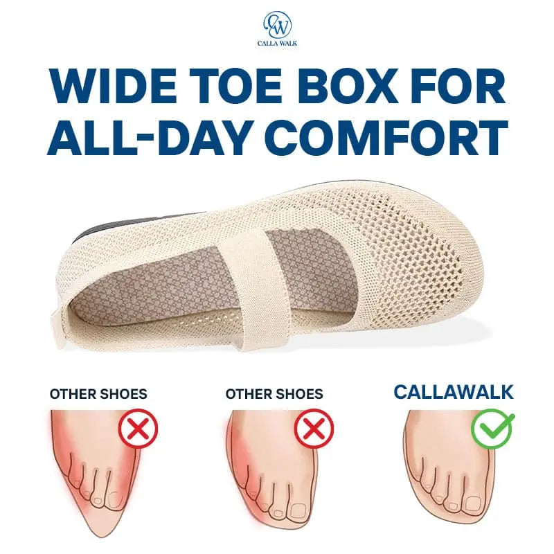 CallaWalk - Breathable Knit Mary Jane Flats – Easy Slip-On Comfort Shoes for Women