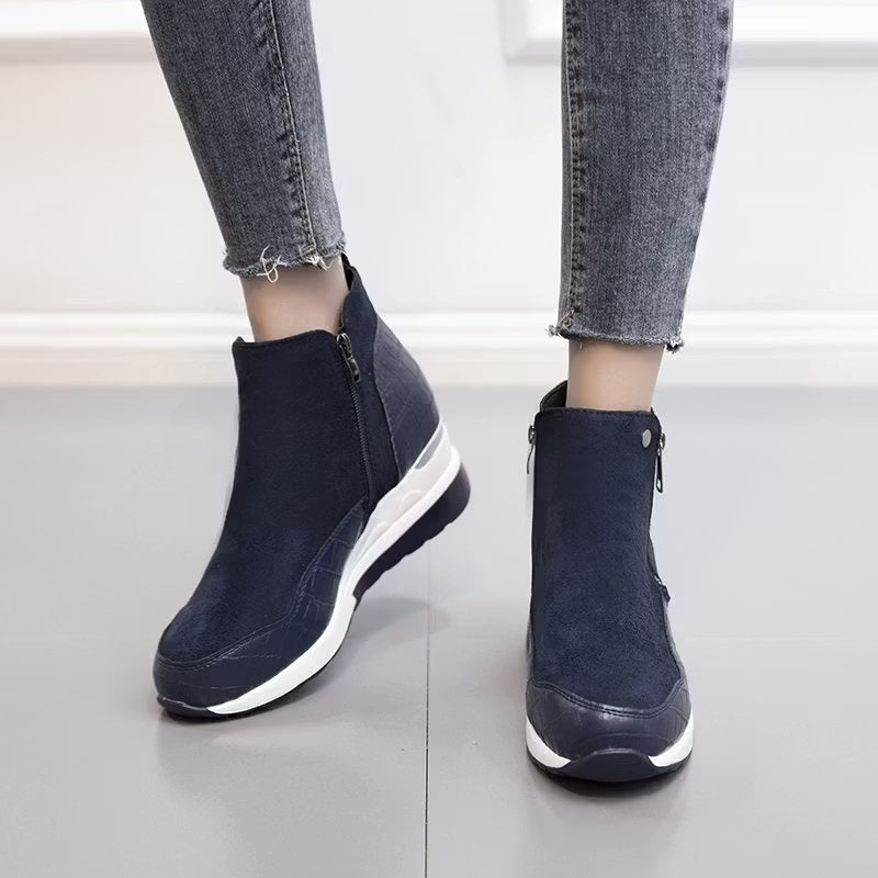 Women's Wedge Suede Zipper Ankle Boots