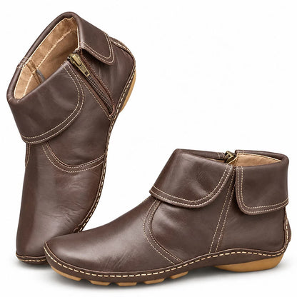 💝Last Day 50% OFF⭐Women's Chic Orthopedic Leather Ankle Boots | Arch Support, Side Zip & Lightweight Comfort