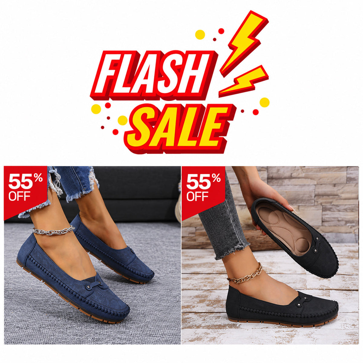 Women’s Vintage Comfort Slip-On Flats – Lightweight & Flexible