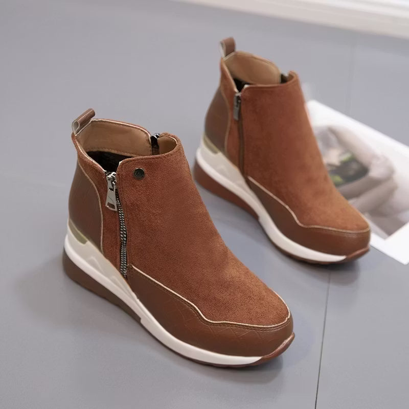 Women's Wedge Suede Zipper Ankle Boots