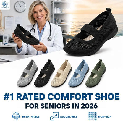 CallaWalk - Breathable Knit Mary Jane Flats – Easy Slip-On Comfort Shoes for Women