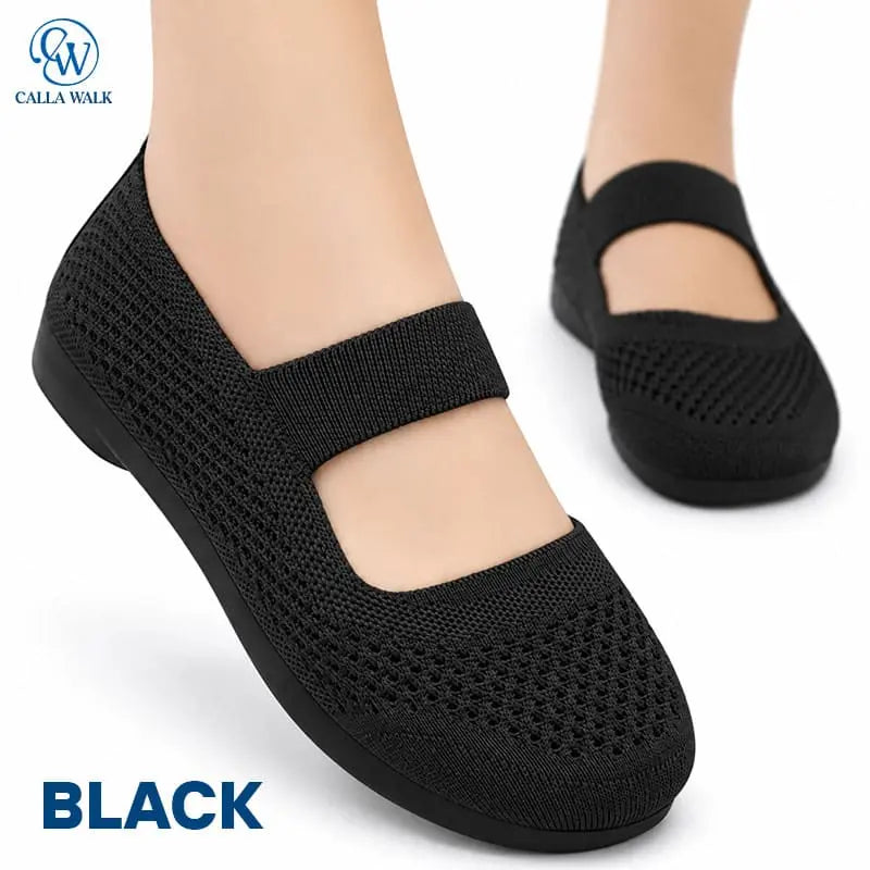 CallaWalk - Breathable Knit Mary Jane Flats – Easy Slip-On Comfort Shoes for Women
