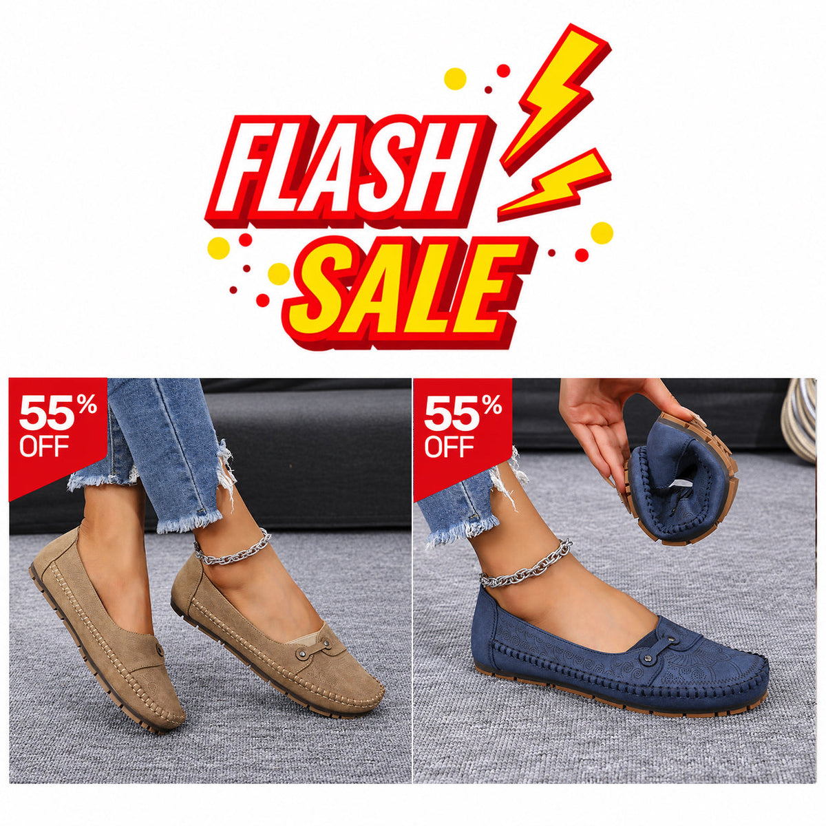 Women’s Vintage Comfort Slip-On Flats – Lightweight & Flexible