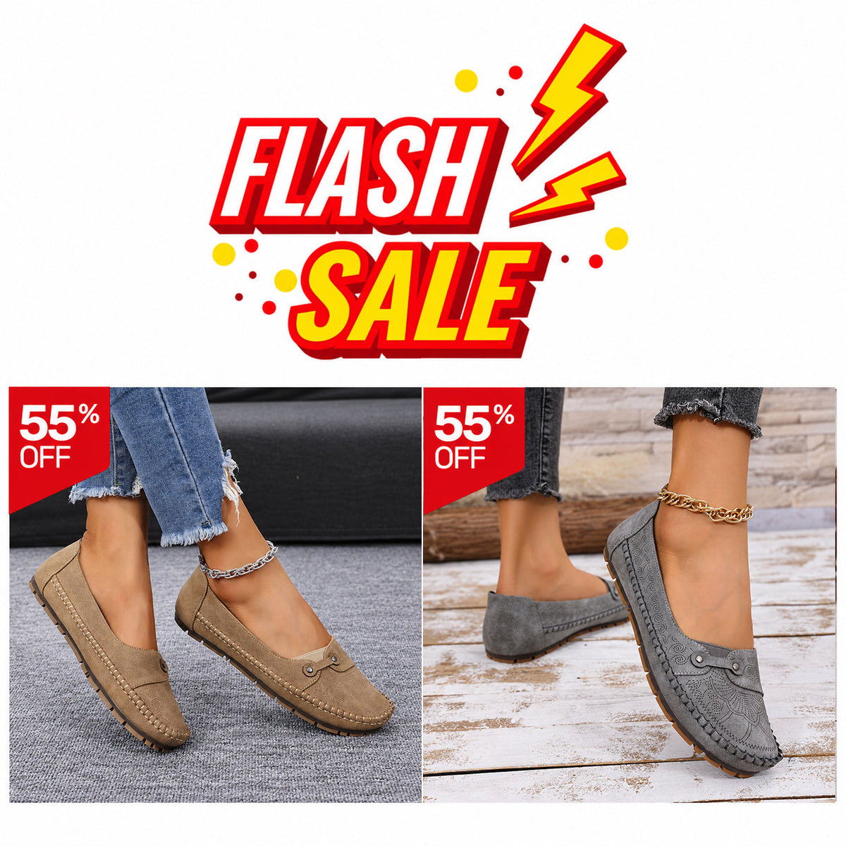 Women’s Vintage Comfort Slip-On Flats – Lightweight & Flexible