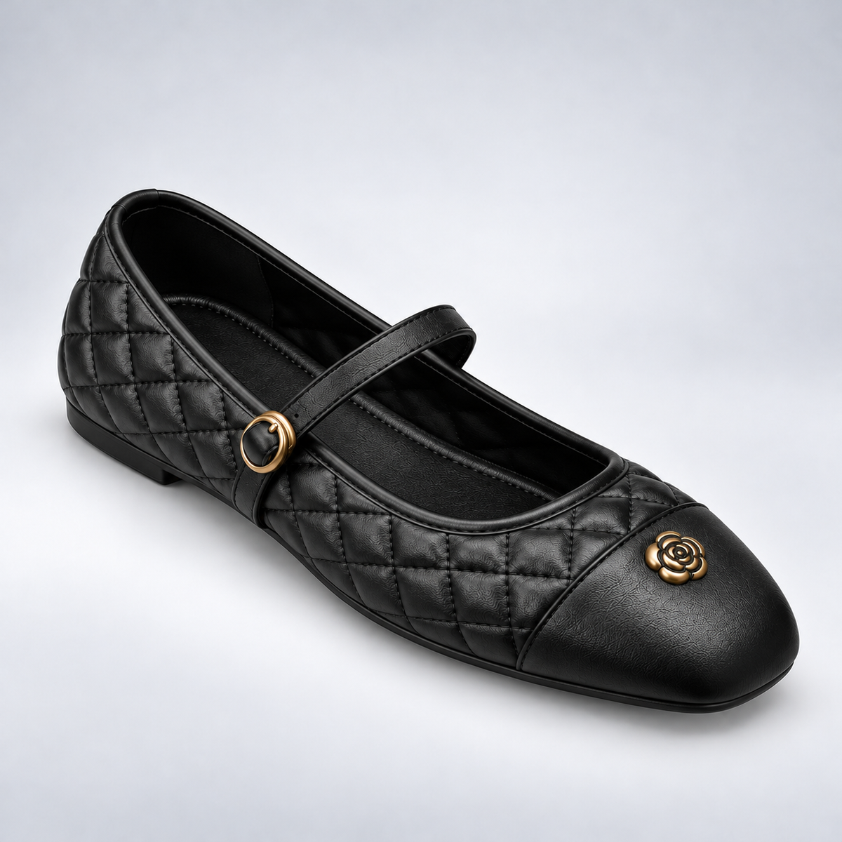 Camellia Quilted Mary Jane Flats