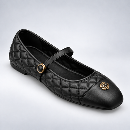 Camellia Quilted Mary Jane Flats