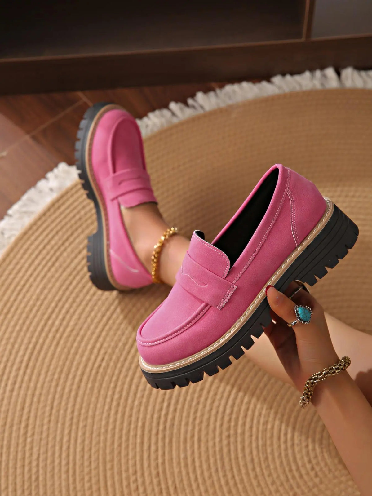 Women's Loafers – Western, Chunky Sole, Slip-On
