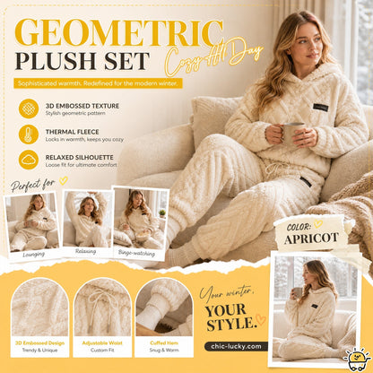 💖Black Friday Mega Deal – 50% off!💖Embossed Geometric Plush Set – Timeless Comfort & Effortless Style For Every Occasion