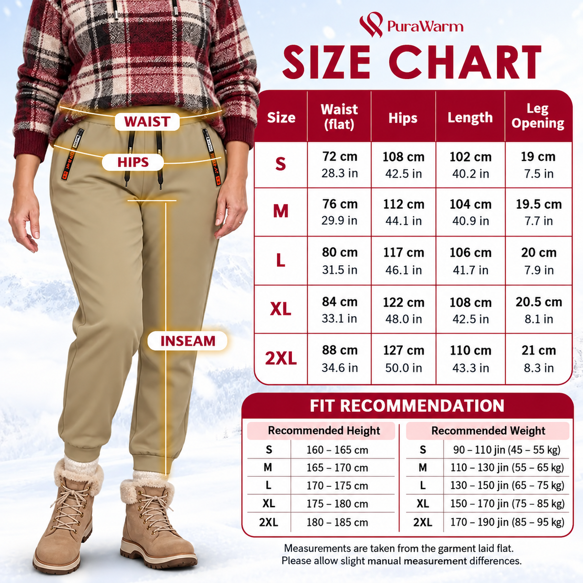 PuraWarm - Women's Comfort Stretch Thermal Fleece Pants