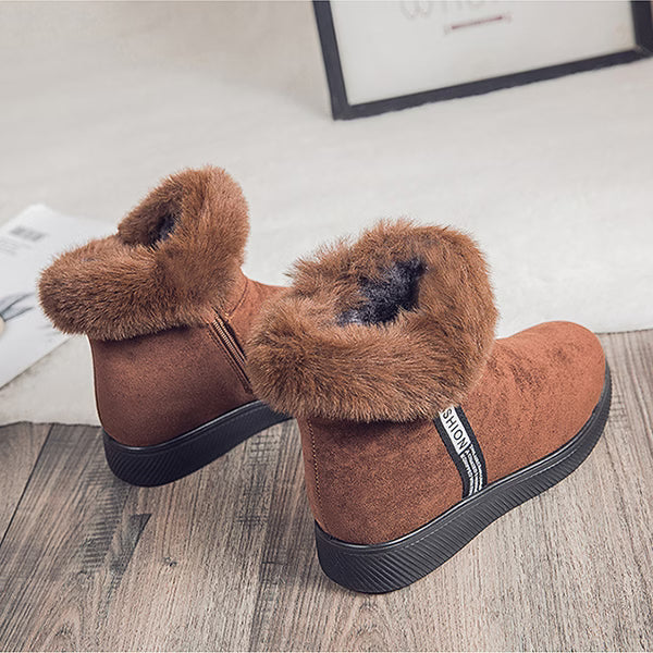 LAST DAY 50% OFF-Women's Comfy Suede Fur Collar Winter Warm Non-Slip Waterproof Snow Boots