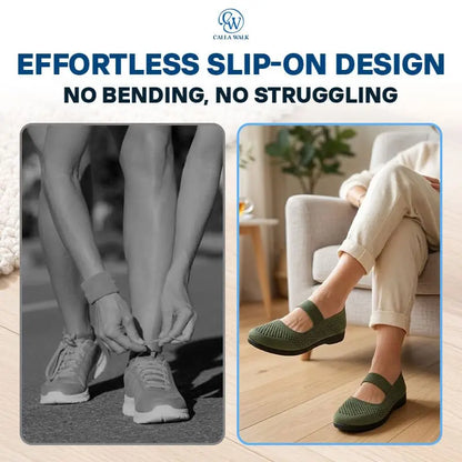 CallaWalk - Breathable Knit Mary Jane Flats – Easy Slip-On Comfort Shoes for Women