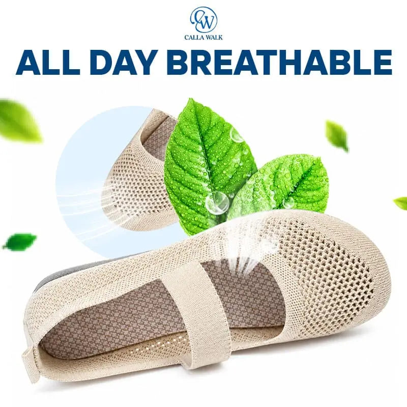CallaWalk - Breathable Knit Mary Jane Flats – Easy Slip-On Comfort Shoes for Women