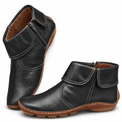 💝Last Day 50% OFF⭐Women's Chic Orthopedic Leather Ankle Boots | Arch Support, Side Zip & Lightweight Comfort
