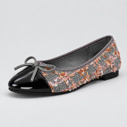 Tweed Bow Flat Shoes
