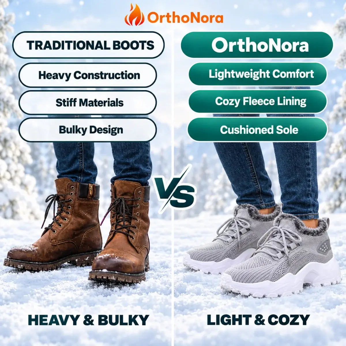 OrthoNora - Cozy Hands-Free Slip-On Orthopedic Fleece-Lined Winter Shoes