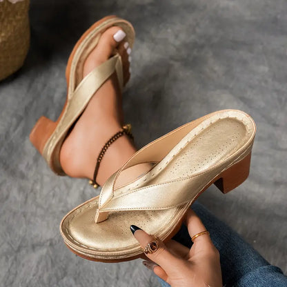🔥Best Seller-Last Day Sale 60% OFF🔥Women'S Solid Color Summer Chunky Heel Sandals ( Free Shipping )
