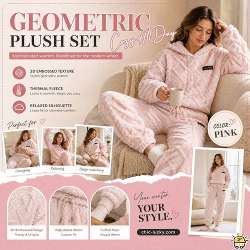 💖Black Friday Mega Deal – 50% off!💖Embossed Geometric Plush Set – Timeless Comfort & Effortless Style For Every Occasion