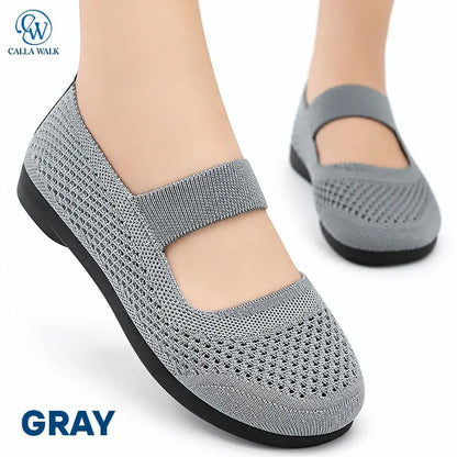 CallaWalk - Breathable Knit Mary Jane Flats – Easy Slip-On Comfort Shoes for Women