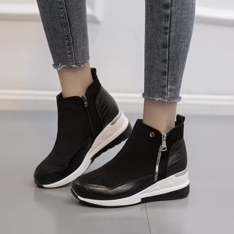 Women's Wedge Suede Zipper Ankle Boots