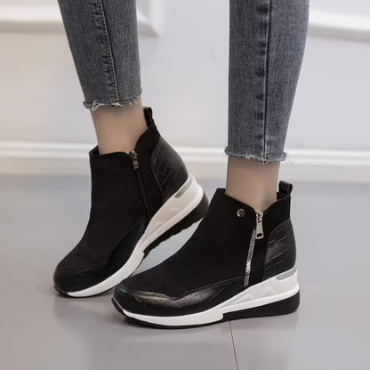 Women's Wedge Suede Zipper Ankle Boots