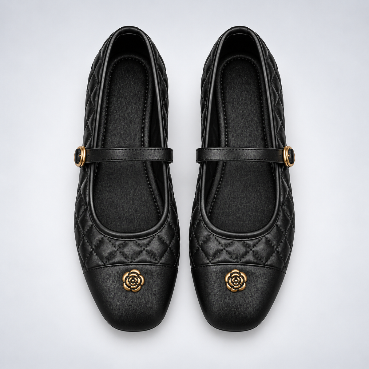 Camellia Quilted Mary Jane Flats
