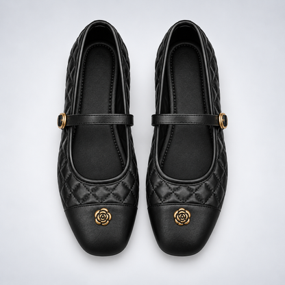 Camellia Quilted Mary Jane Flats