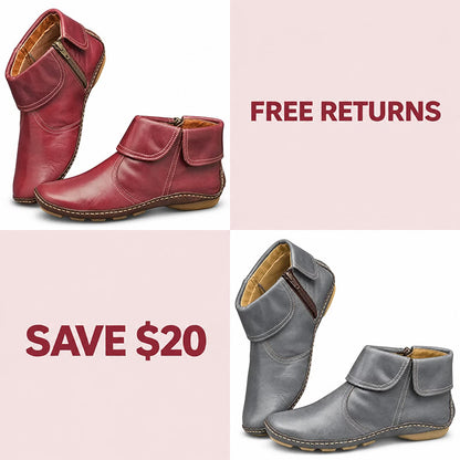 💝Last Day 50% OFF⭐Women's Chic Orthopedic Leather Ankle Boots | Arch Support, Side Zip & Lightweight Comfort
