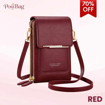PosyBag - Touch Screen Waterproof Leather Crossbody Phone Bag for iPhone, Galaxy & Other