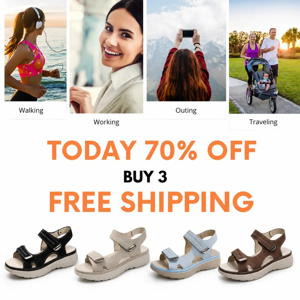 FlexComfy - Women's Wide-Fit Thick Platform Sandals with Arch Support