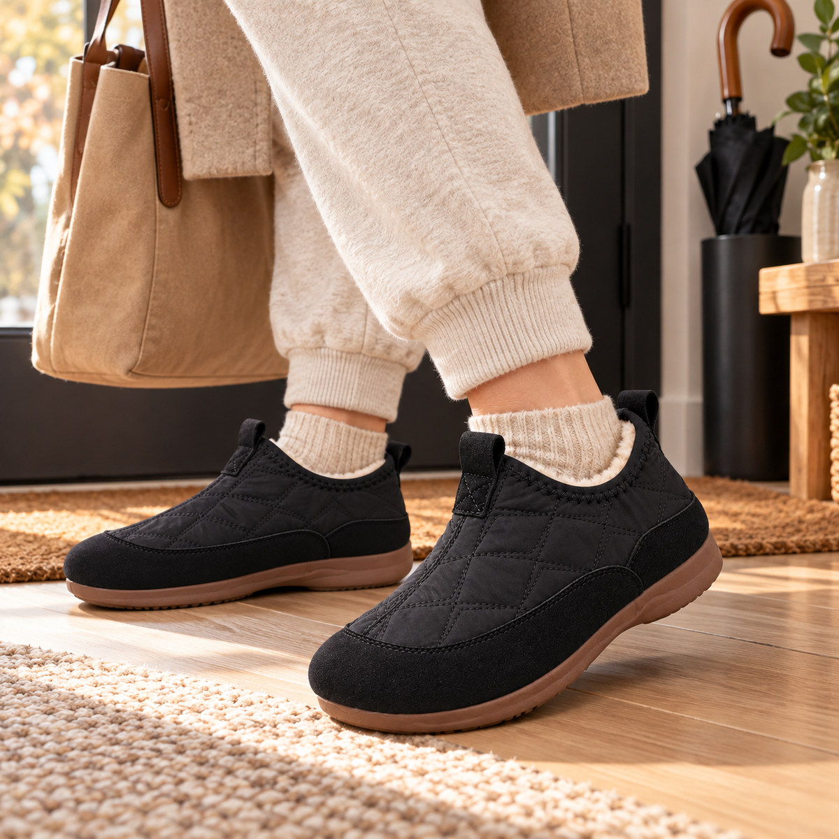 Comfortable Fleece-Lined Slip-On Shoes