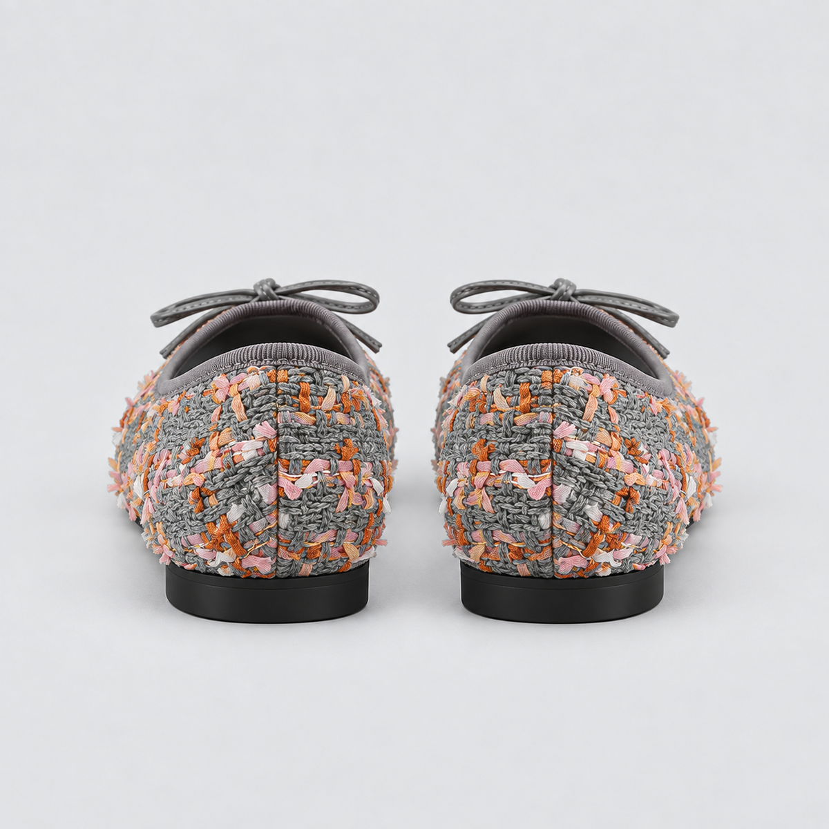 Tweed Bow Flat Shoes
