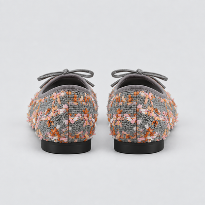 Tweed Bow Flat Shoes
