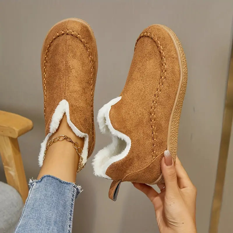 🔥LAST DAY 60% OFF🔥 Women's Cozy Fleece-Lined Slip-On Ankle Boots