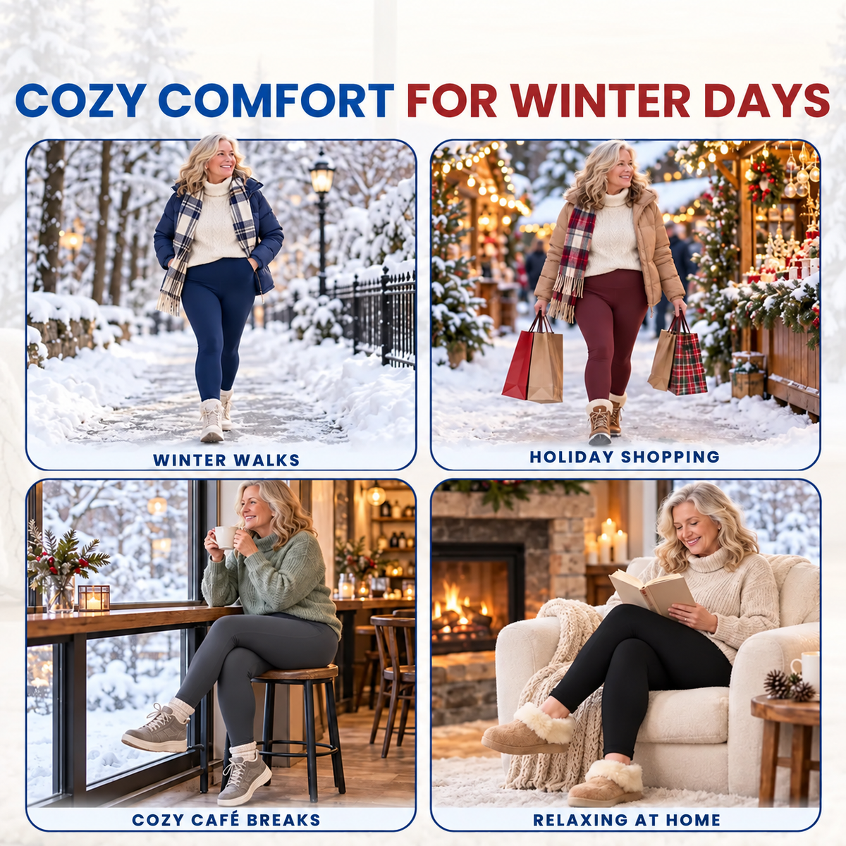 Thermal High-Waisted Lambswool Fleece Lining Cozy Comfort Leggings