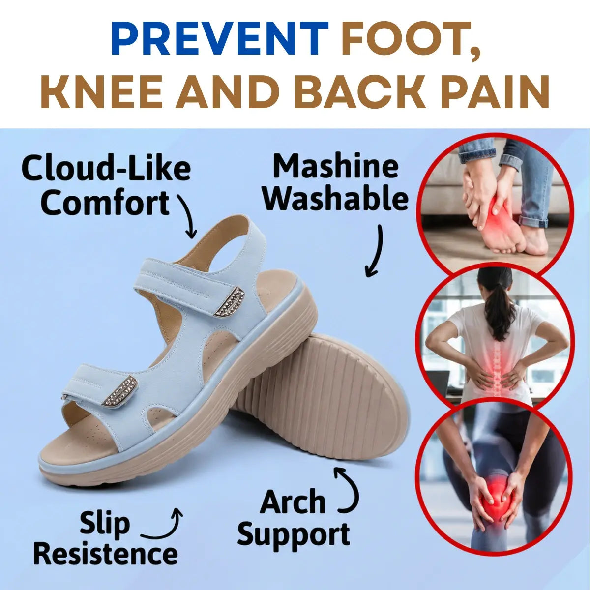 FlexComfy - Women's Wide-Fit Thick Platform Sandals with Arch Support