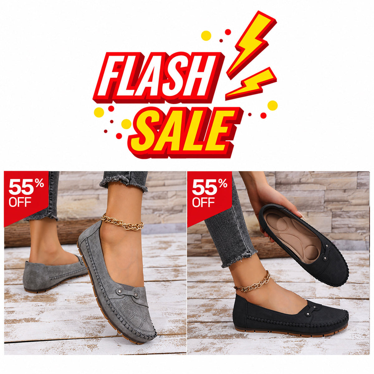 Women’s Vintage Comfort Slip-On Flats – Lightweight & Flexible