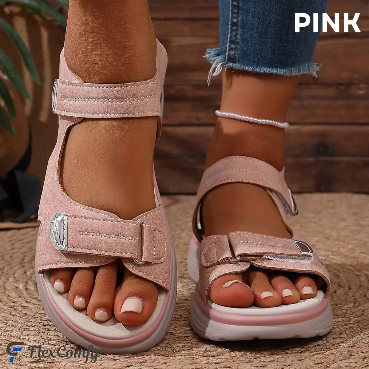 FlexComfy - Women's Wide-Fit Thick Platform Sandals with Arch Support