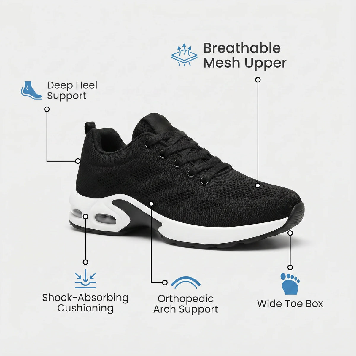 Talqimo™ Pro — 12-Hour Shift Shoes for All-Day Foot, Knee & Back Pain Relief