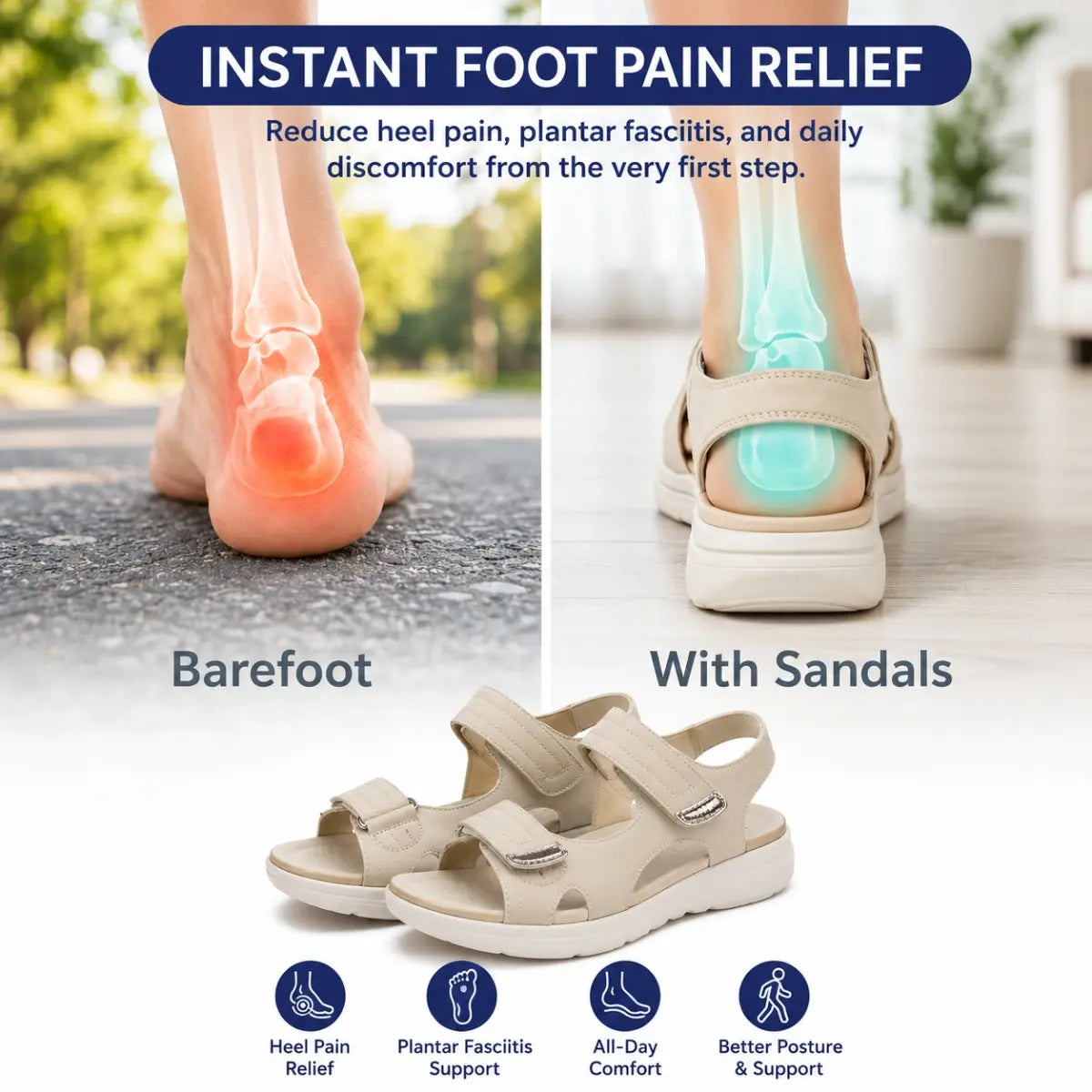 FlexComfy - Women's Wide-Fit Thick Platform Sandals with Arch Support