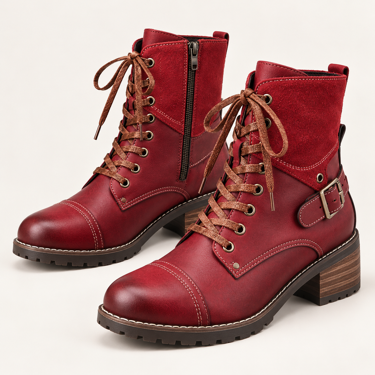 LAST DAY 50% OFF-Women's Vintage Print Warm Waterproof Leather Boots
