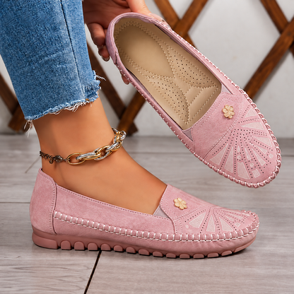 Liora Floral Cutout Comfort Flats – Women's Slip-On Walking Shoes