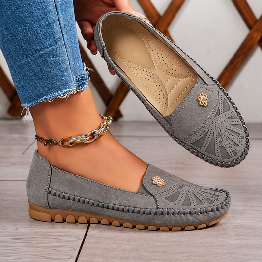 Liora Floral Cutout Comfort Flats – Women's Slip-On Walking Shoes