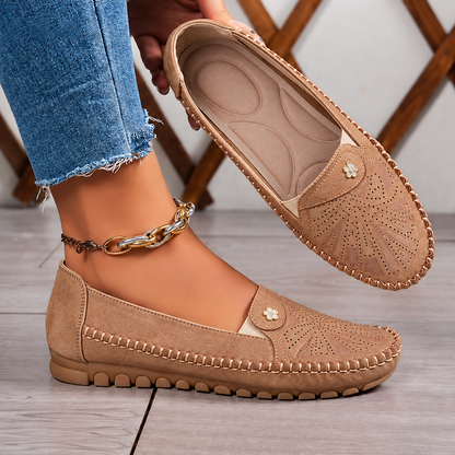 Liora Floral Cutout Comfort Flats – Women's Slip-On Walking Shoes
