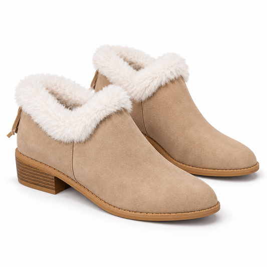 Women'S Chunky Heel Back Zip Ankle Cotton Boots