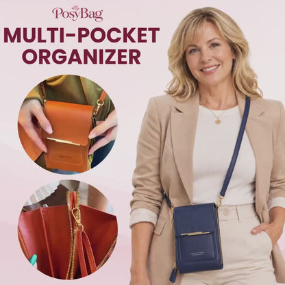 PosyBag - Touch Screen Waterproof Leather Crossbody Phone Bag for iPhone, Galaxy & Other