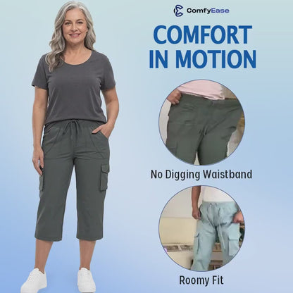ComfyEase™ - Women Cargo Capri Lightweight Hiking Cropped Pants