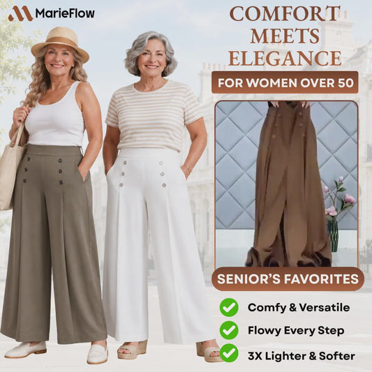 MarieFlow - Soft Flowy High-Waist Women's Airy Skirt-Look Culotte Pants